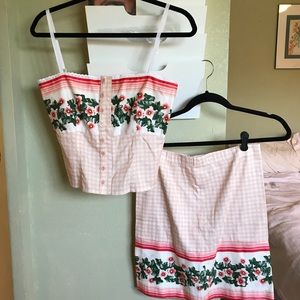 Philosophy Pink Gingham & Floral Skirt Set